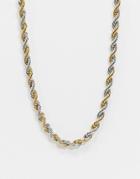 Asos Design Necklace In 7mm Rope Chain In Mixed Metals-multi
