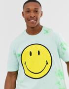 Jack & Jones Originals Smiley T-shirt In Green Tie-dye - Green