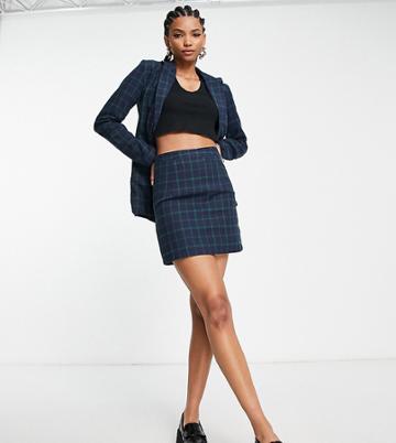 Heartbreak Tall Tailored Mini Skirt In Navy And Green Check