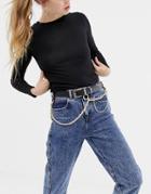 Asos Design Jeans Multi Chain Waist And Hip Belt - Black