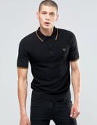 Fred Perry Polo Shirt With Tipping In Black - Black