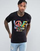 Love Moschino T-shirt With Peace Logo - Black