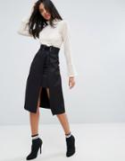 A State Of Being Madonna Knitted Slit Skirt - Black