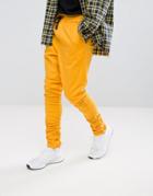 Asos Slim Joggers In Yellow With Ruched Detail - Orange