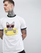 Asos Design Relaxed T-shirt With French Bulldog Print - White