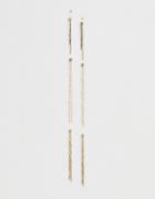 Asos Design Pack Of 4 Earrings With Open Chain And Pearl Front Back Earrings And Studs In Gold - Gold