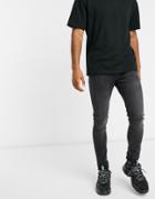 Pull & Bear Super Skinny Jeans In Washed Black