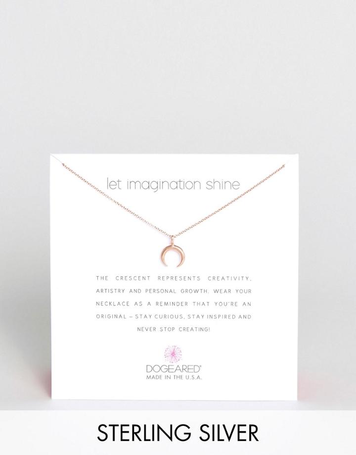 Dogeared Rose Gold Plated Let Imagination Shine Crescent Necklace - Gold