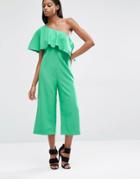 Lavish Alice Asymmetric Overlay Culotte Jumpsuit - Jade Green
