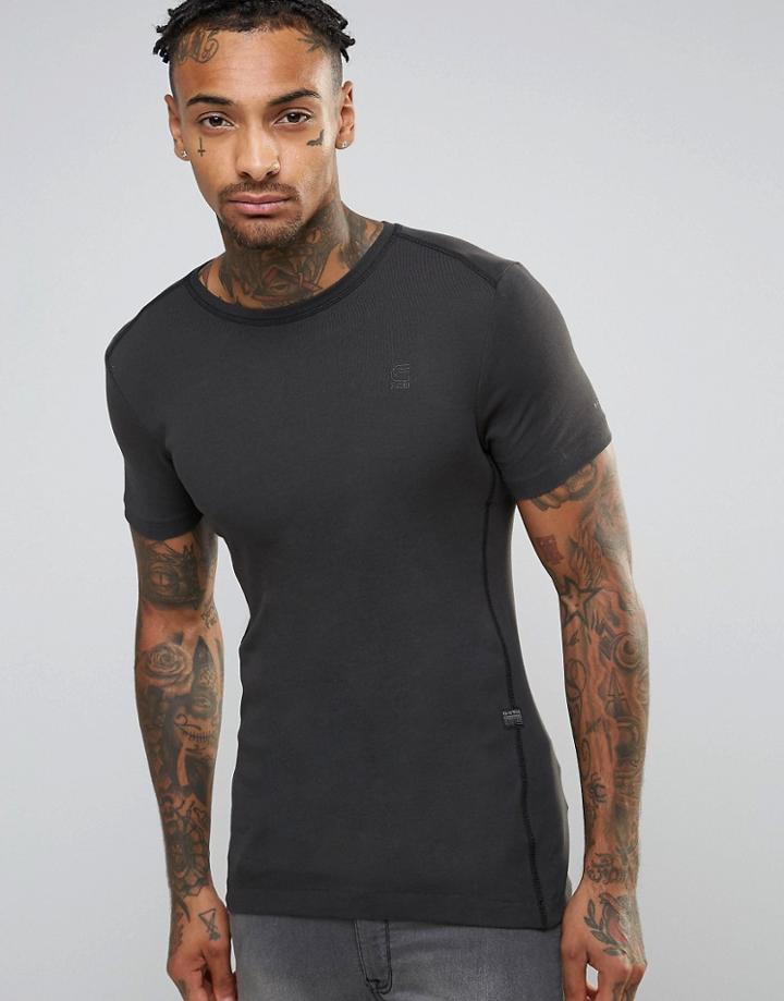G-star Gunner T-shirt In Grandad Collar - Gray