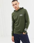 Only & Sons Longline Long Sleeve T-shirt With Hood And Japan Arm Print - Green