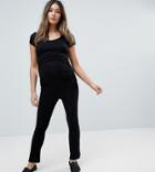 Asos Maternity Premium Leggings In Rib With Ruffle Tipped Hem - Black
