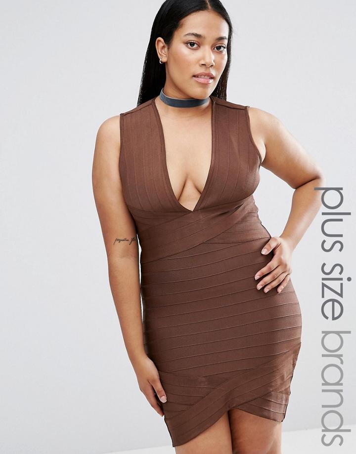 Missguided Plus Bandage Mini Dress - Brown