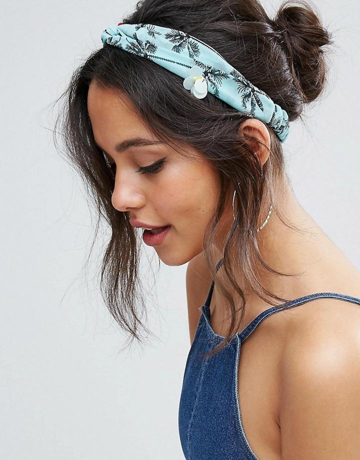 Asos Embellished Palm Tree Turban Headband - Multi