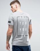 Jack & Jones Core Longline T-shirt With Back And Seam Print - Gray