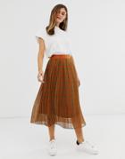 Y.a.s Check Pleated Midi Skirt