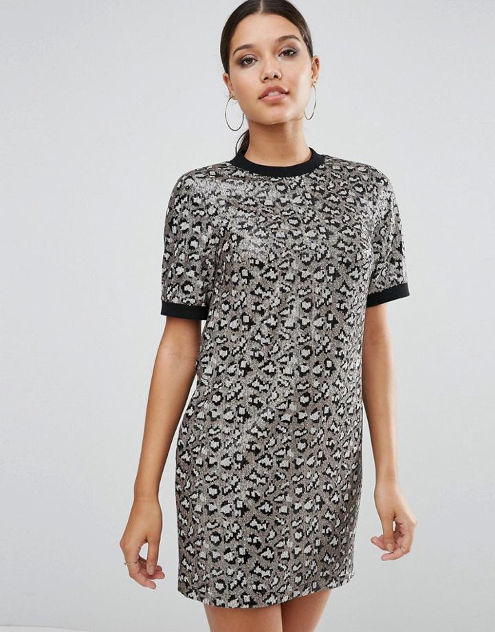 Asos Animal Embellished Shift Mini Dress - Multi