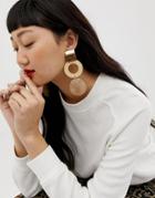 Asos Design Earrings In Statement Resin Circle Design In Gold - Gold