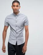 Asos Casual Skinny Oxford Shirt In Charcoal - Black