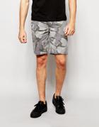 Asos Chino Shorts In Gray Camo Print - Gray