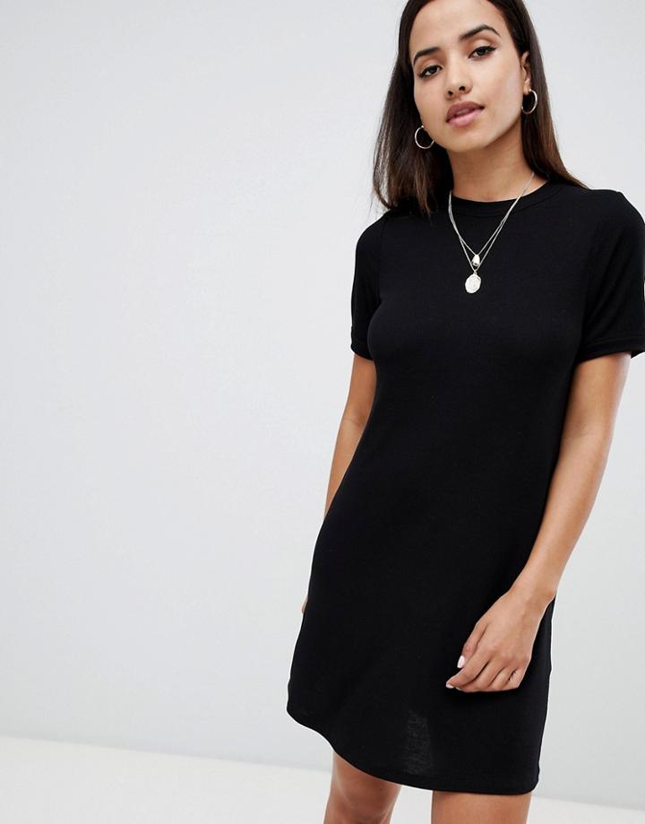 Asos Design Rib T-shirt Dress - Black