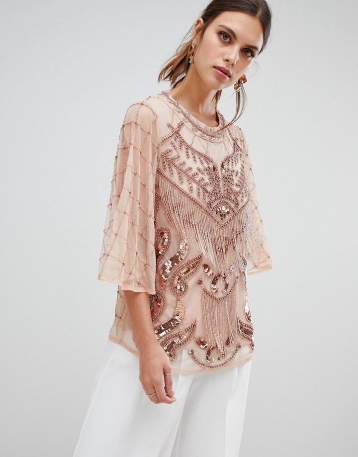River Island Embellished Blouse In Pink