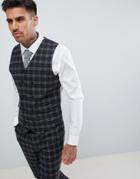 Asos Design Super Skinny Suit Vest In Tonal Gray Check