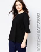 Asos Curve T-shirt With Frill Sleeve - Black