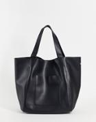 Asos Design Oversized Tote Bag In Black Faux Leather With Detachable Wallet