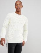 Asos Sweater With All Over 3d Design In Ecru - Cream