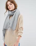 Stitch & Pieces Woven Long Scarf With Tassels - Gray