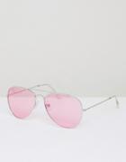 Jeepers Peepers Aviator Sunglasses With Pink Tinted Lens - Pink