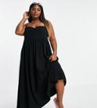 Asos Design Curve Cami Midi Dress With Square Neck In Black