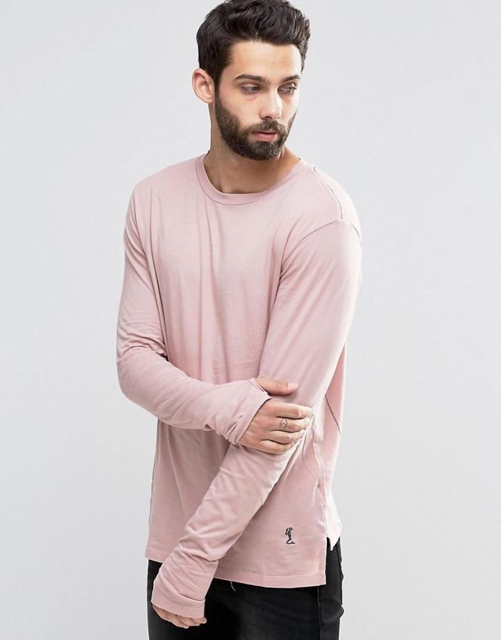 Religion Long Sleeve T-shirt With Stepped Front - Brown