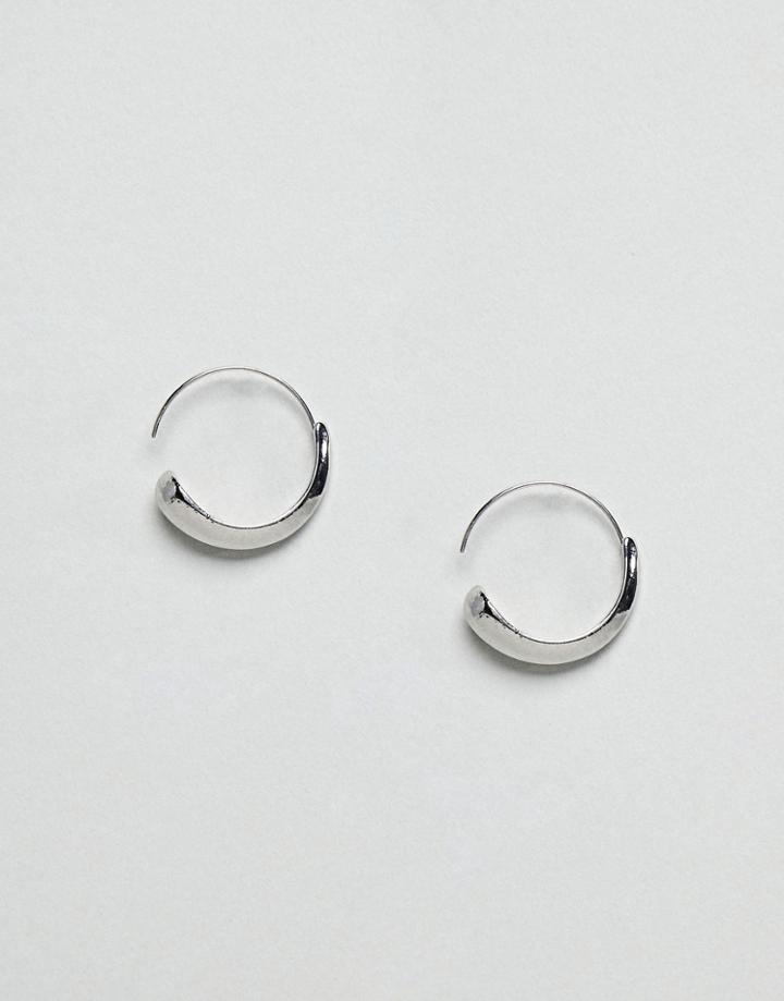 Asos Sleek Flat Edge Pull Through Earrings - Silver
