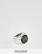 Designb London Black Stone Ring Exclusive To Asos - Silver