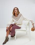 Moon River Sweater With Pattern Detail - White