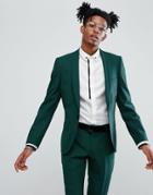 Noose & Monkey Super Skinny Wool Mix Suit Jacket In Green - Green