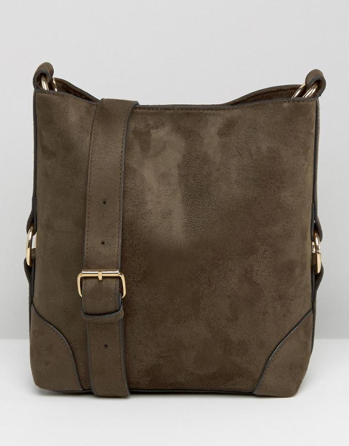 New Look Suedette Bucket Bag - Green
