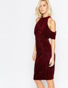 Lavish Alice Velvet & Sequin Open Sleeve Midi Dress - Bordeaux