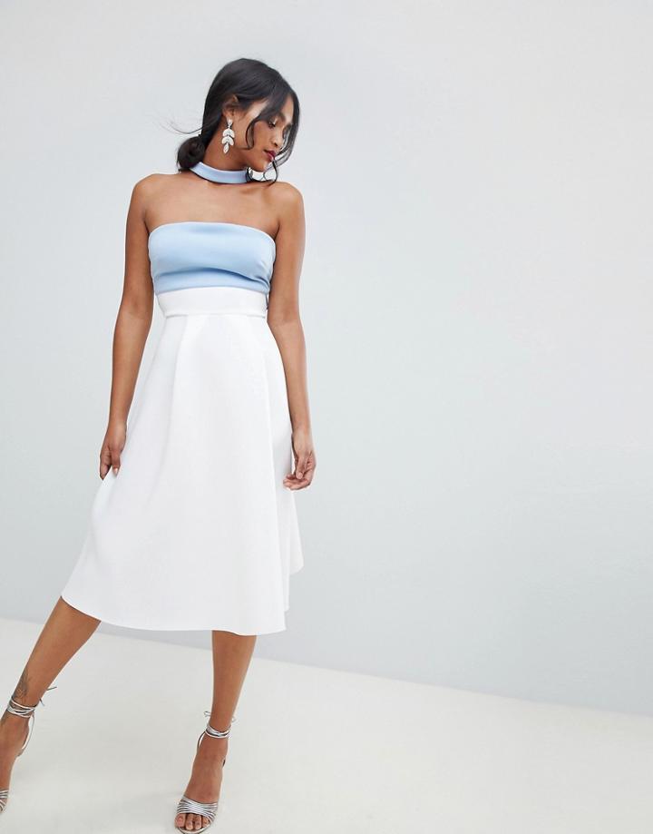 Asos Design Color Block Choker Prom Dress-multi