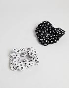Asos Design Pack Of 2 Scrunchie Hair Ties In Polka Dot Print - Multi
