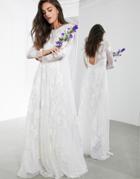 Asos Edition Olivia Floral Embroidered Maxi Wedding Dress-white
