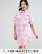 Unique 21 Hero Gingham Shirt Dress With Frill Detail - Pink
