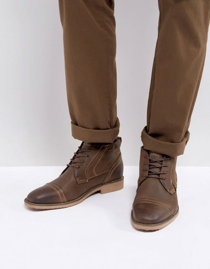 Steve Madden Landon Leather Boots In Brown - Brown