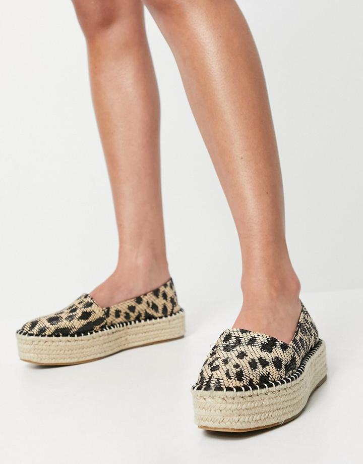 Asos Design July Flatform Espadrilles In Leopard-multi