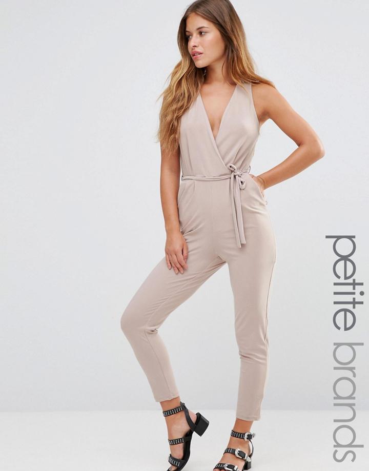 New Look Petite V Neck Jumpsuit - Cream