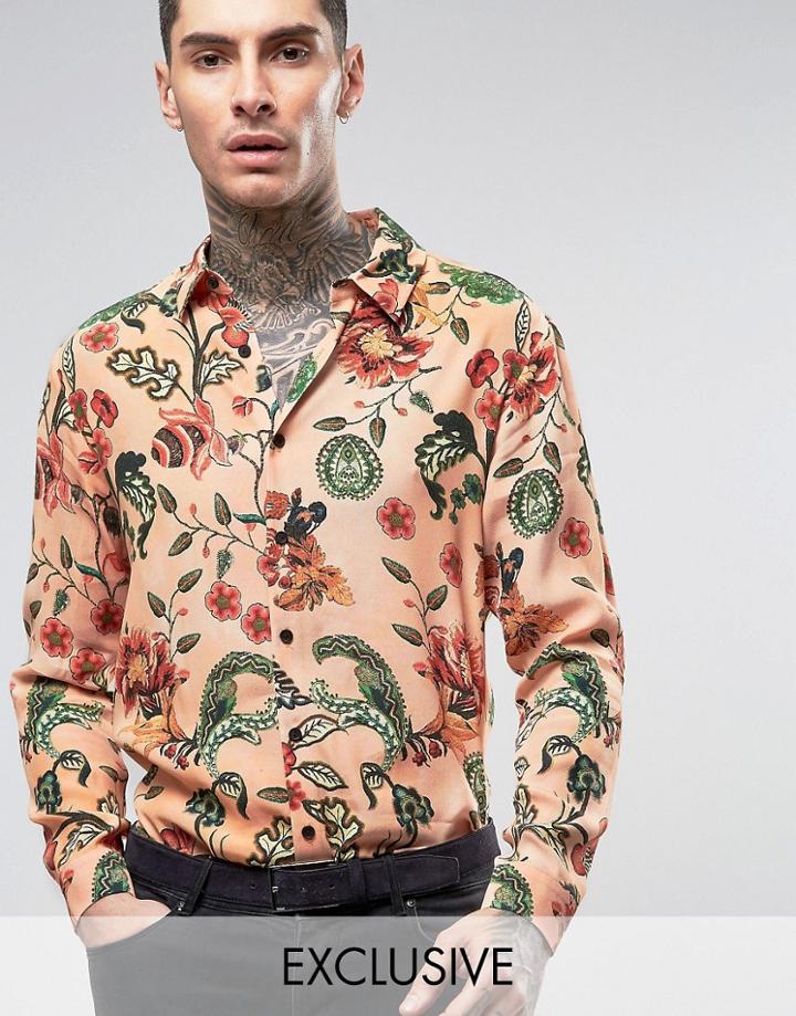 Reclaimed Vintage Inspired Party Shirt In Reg Fit In Pink - Pink