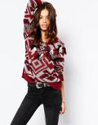 Only Fringe Geo-tribal Knit Sweater - Multi
