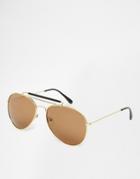 7x Aviator Sunglasses Gold With Bar - Gold